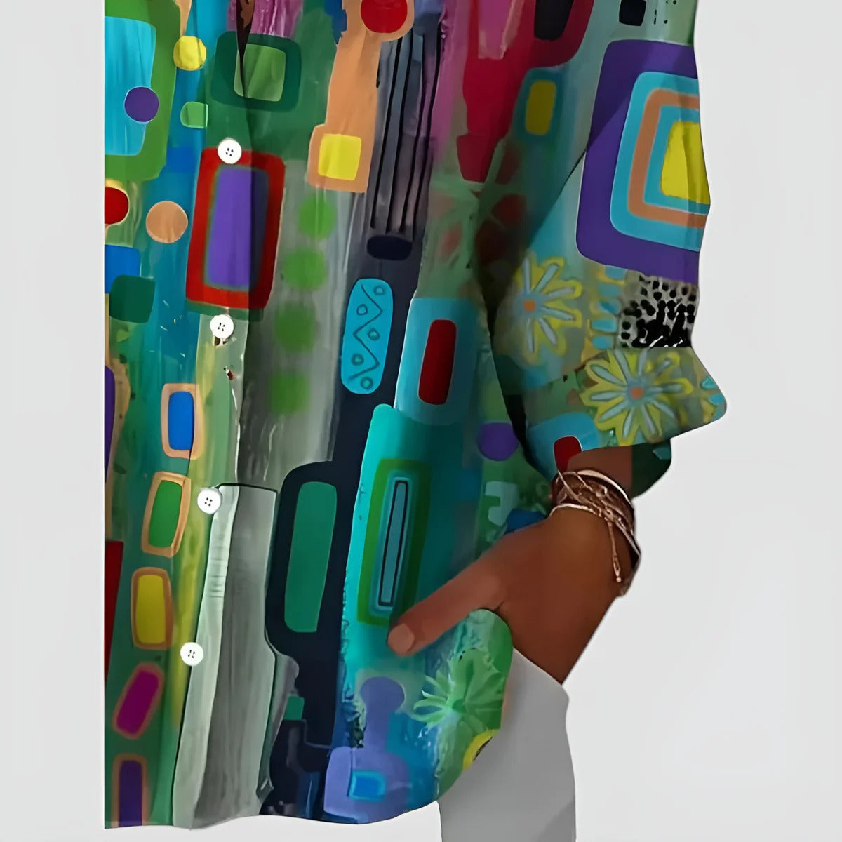 Emma™ bluse med geometrisk mønster