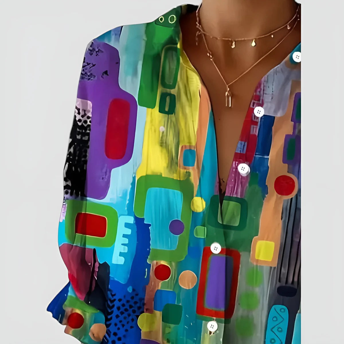 Emma™ bluse med geometrisk mønster
