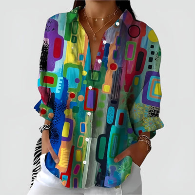 Emma™ bluse med geometrisk mønster
